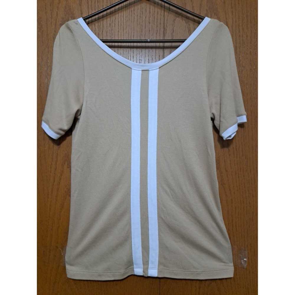 Maeve By Antropolodie Women's Tan Colorblock V-Back Top Shirt XS Viscose NWT